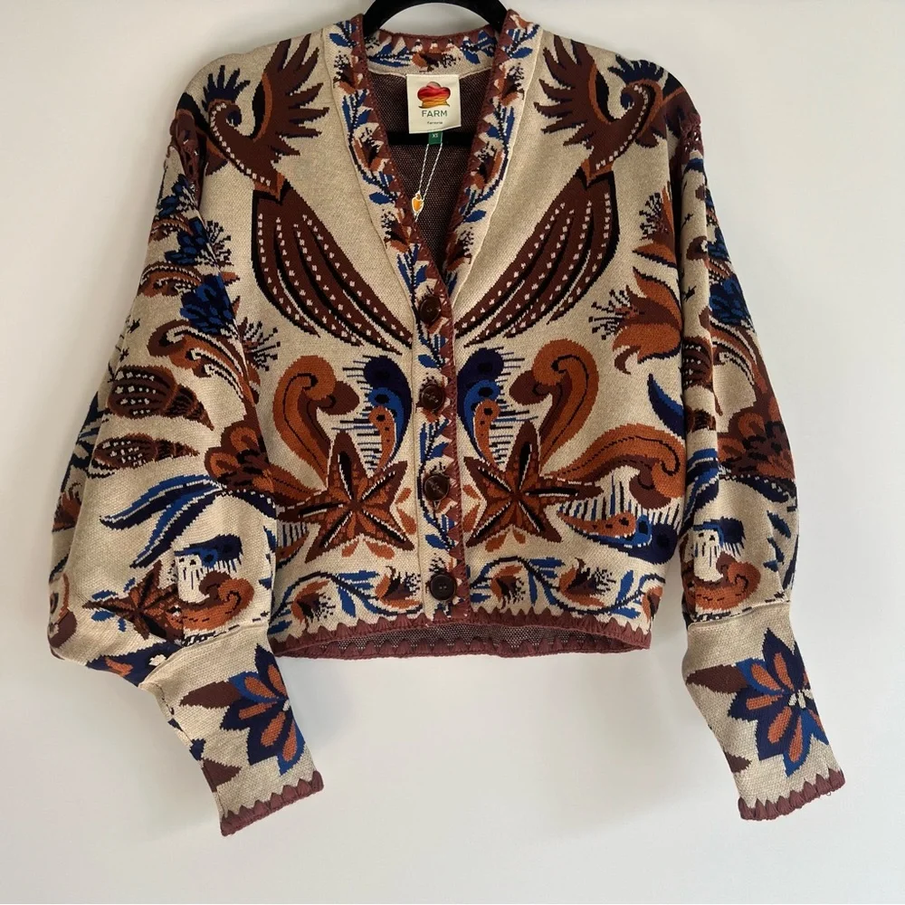 FARM Rio Sand Nature Land Cardigan Size XS NWT - Picture 6 of 16